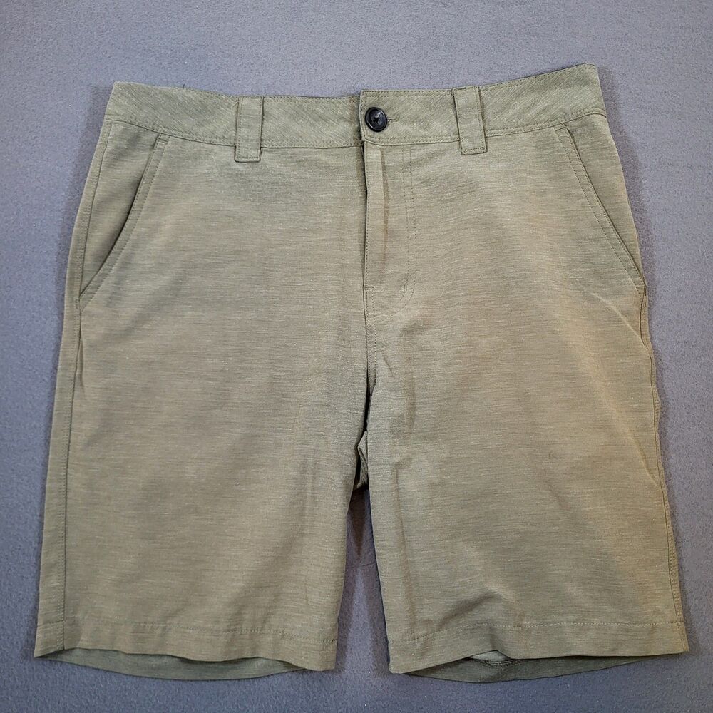 prAna Rotham Hybrid Shorts Mens 31 (Measures 32) Green Hiking Stretch 9" Gorp
